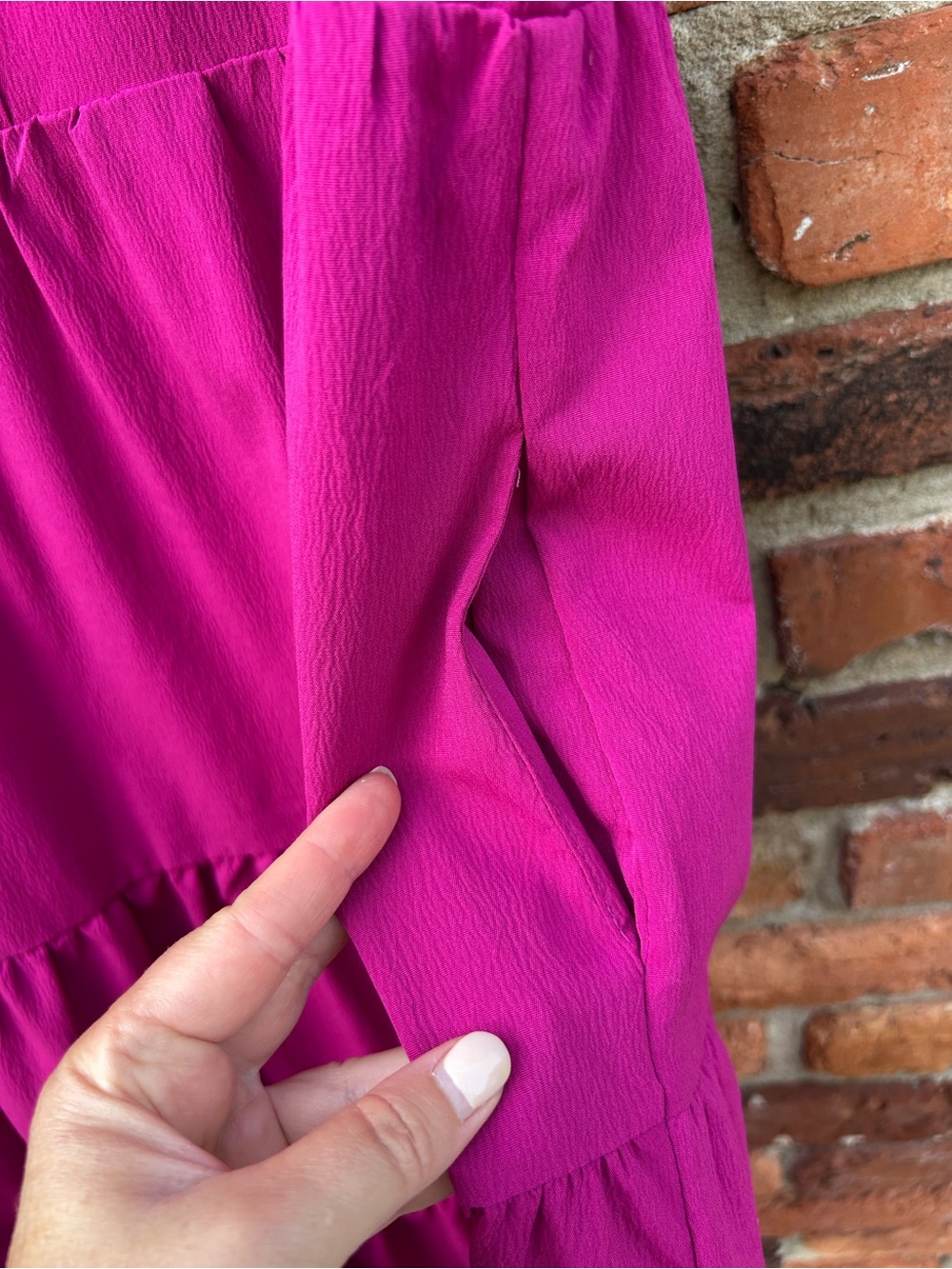 entro Colorful Purple Ruffle Sleeve Tiered Dress M Lined - Picture 5 of 7